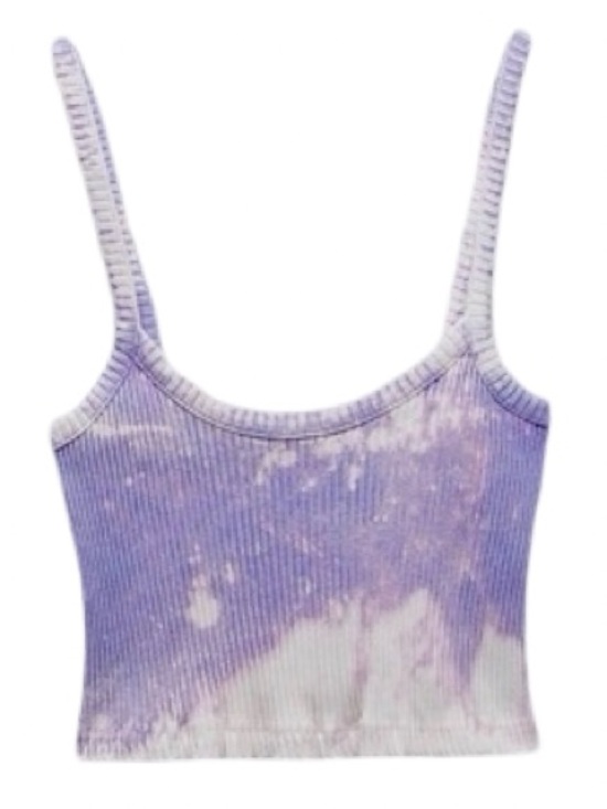 Zara Tops - 🦄 ZARA Purple Lavender Tie-Dye Ribbed Cropped Camisole Spaghetti Straps Tank 🦄